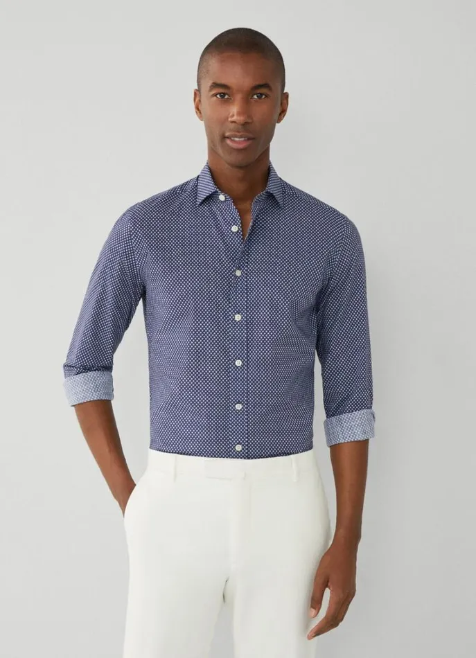 Men Shirts Hackett London Slim Fit Floral Shirt Navy
