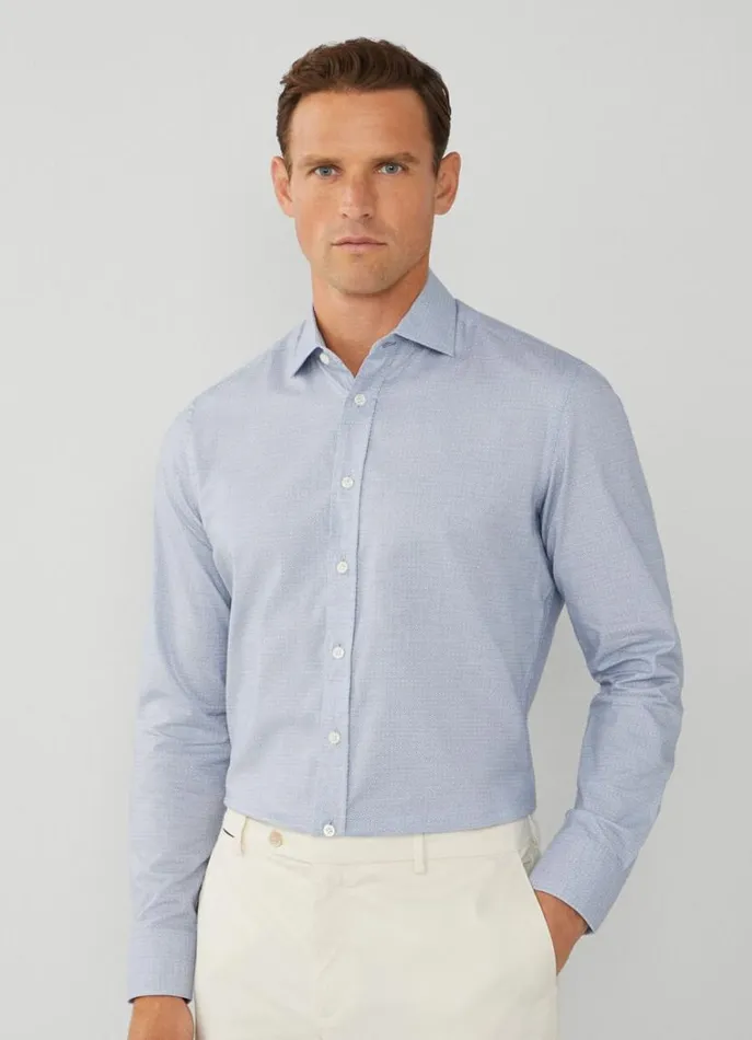 Men Shirts Hackett London Slim Fit Foulard Shirt Bluegrey