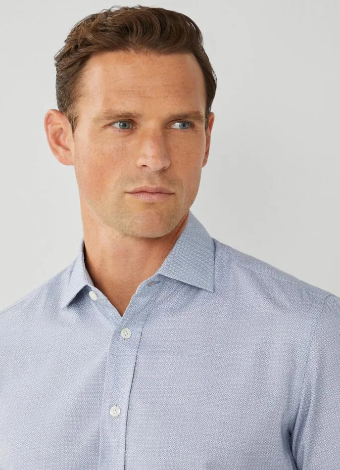 Men Shirts Hackett London Slim Fit Foulard Shirt Bluegrey