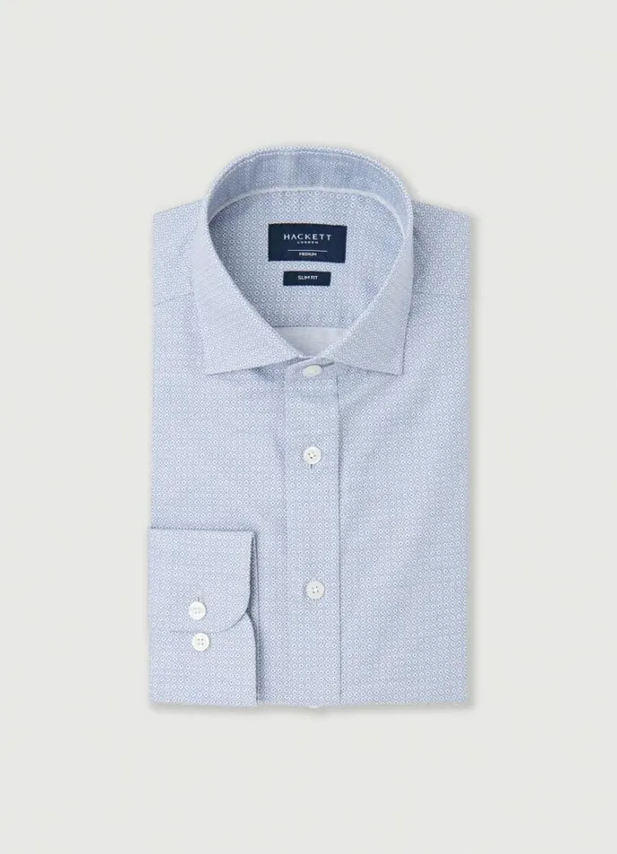 Men Shirts Hackett London Slim Fit Foulard Shirt Bluegrey