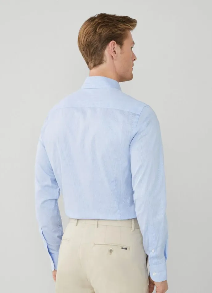 Men Shirts Hackett London Slim Fit Gingham Shirt Sky Blue