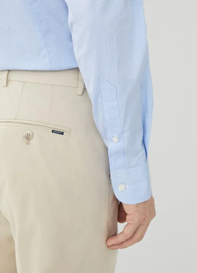 Men Shirts Hackett London Slim Fit Gingham Shirt Sky Blue