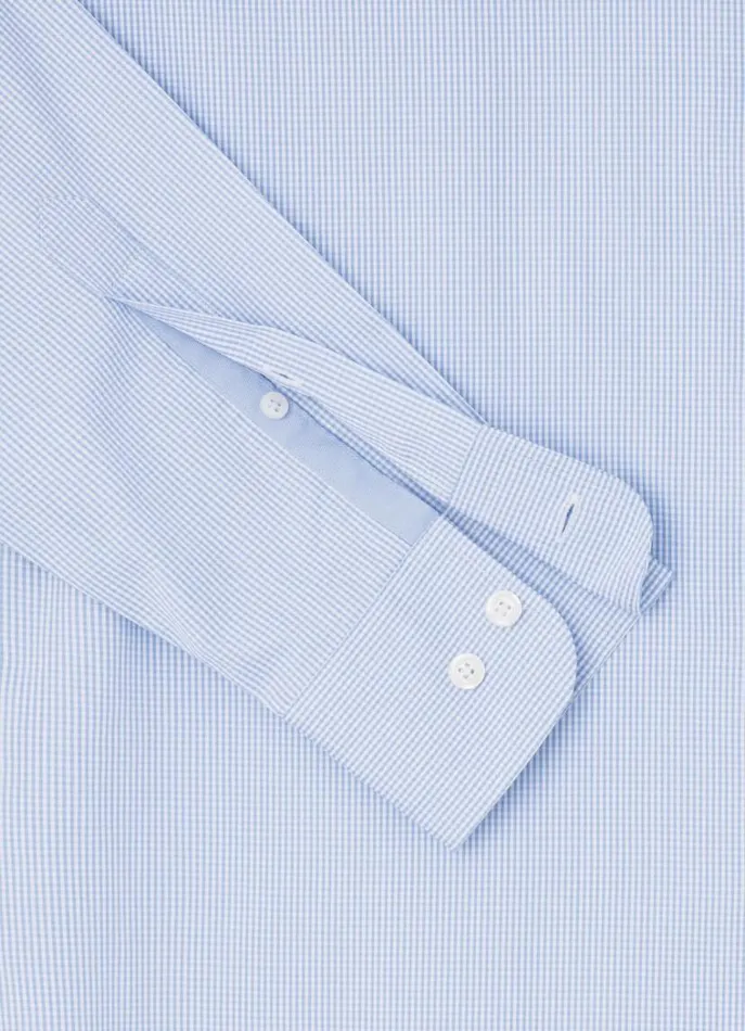 Men Shirts Hackett London Slim Fit Gingham Shirt Sky Blue
