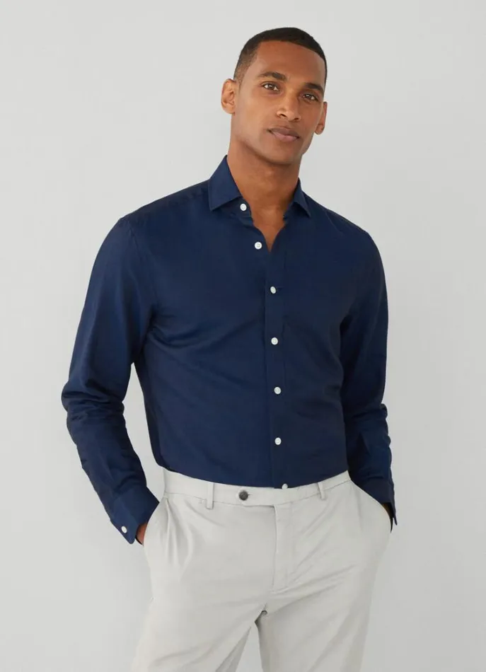 Men Shirts Hackett London Slim Fit Heathered Shirt Navy