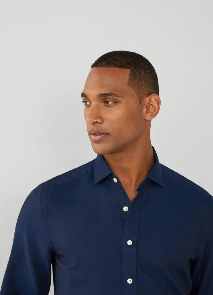 Men Shirts Hackett London Slim Fit Heathered Shirt Navy