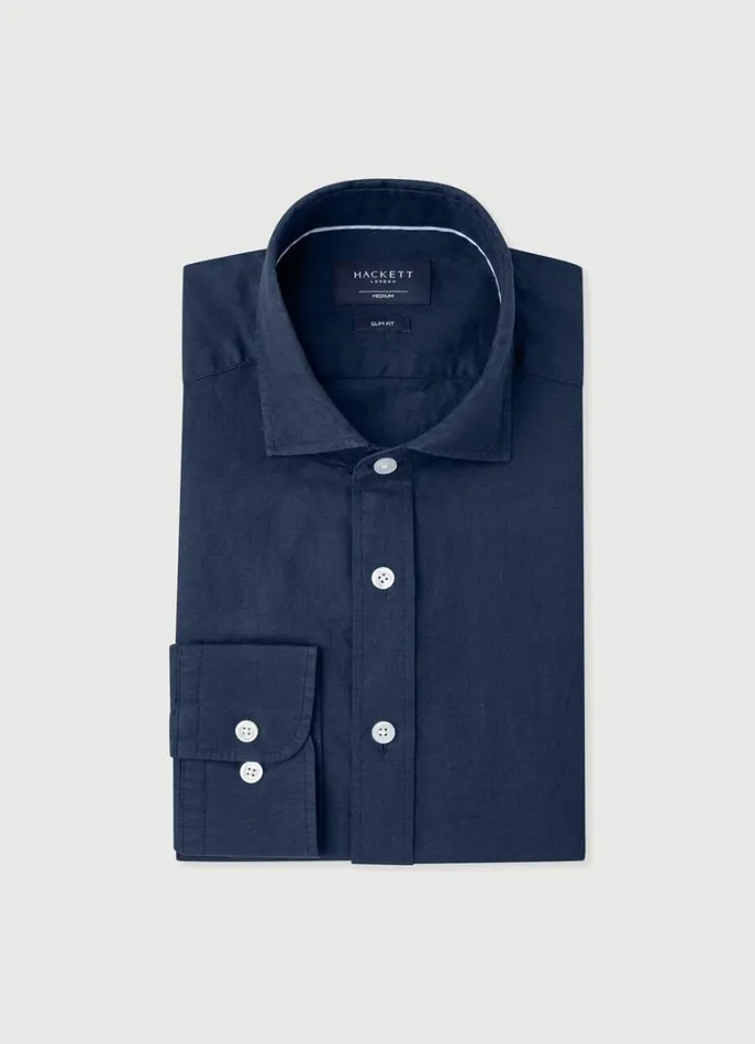 Men Shirts Hackett London Slim Fit Heathered Shirt Navy