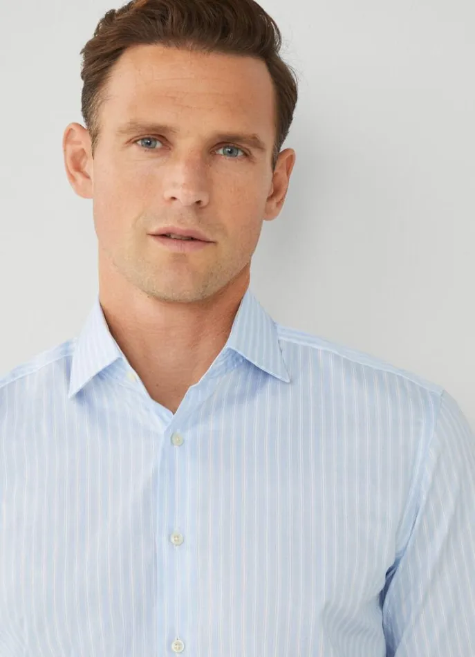 Men Shirts Hackett London Slim Fit Striped Shirt Skywhite