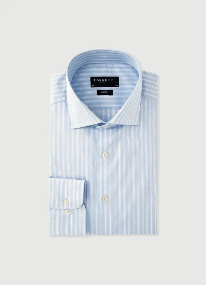 Men Shirts Hackett London Slim Fit Striped Shirt Skywhite