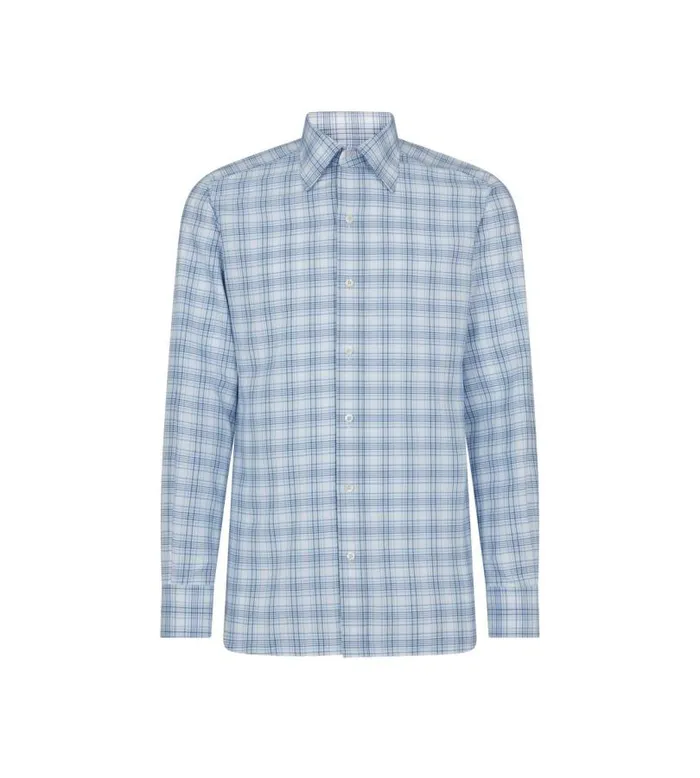 Men Shirts Tom Ford Oxford Check Slim Fit Shirt Combo Blue