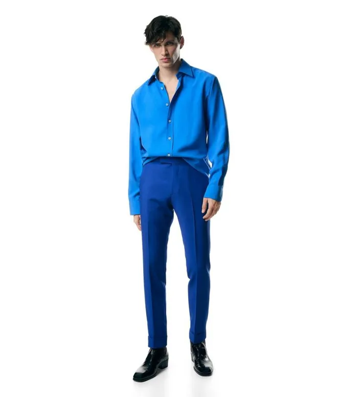 Men Shirts Tom Ford Silk Habotai Slim Fit Shirt Royal Blue Men Shirts Tom Ford Silk Habotai Slim Fit Shirt Royal Blue