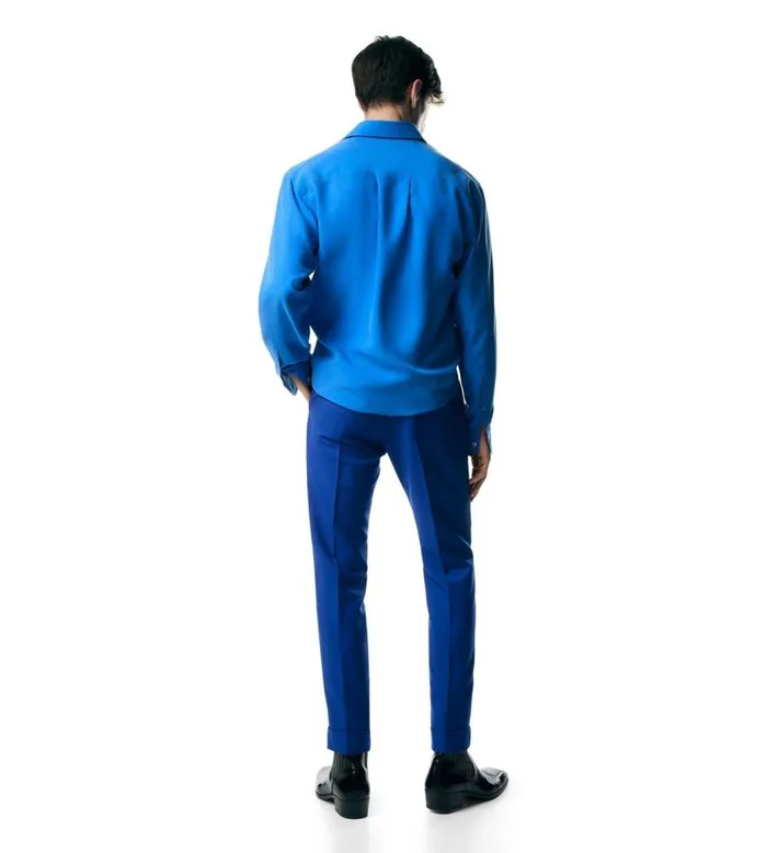 Men Shirts Tom Ford Silk Habotai Slim Fit Shirt Royal Blue Men Shirts Tom Ford Silk Habotai Slim Fit Shirt Royal Blue