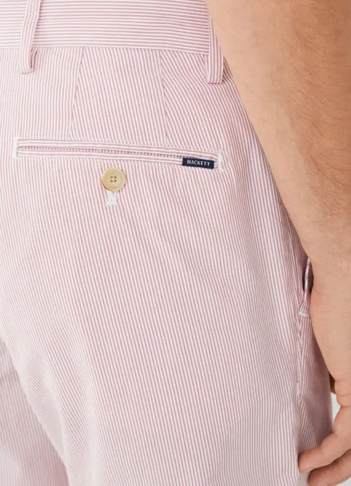Men Shorts Hackett London Slim Fit Striped Kensington Shorts Dusty Pink