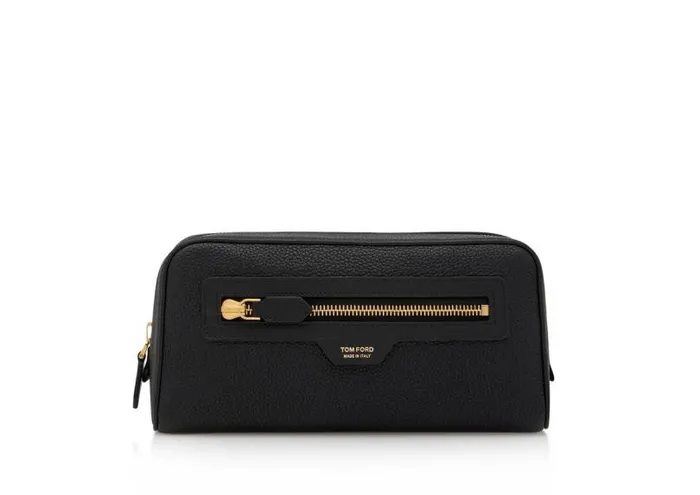 Men Small Leather Goods Tom Ford Grain Leather Smart Wash Bag Black