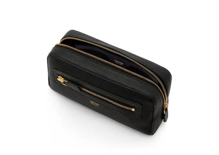 Men Small Leather Goods Tom Ford Grain Leather Smart Wash Bag Black Men Small Leather Goods Tom Ford Grain Leather Smart Wash Bag Black