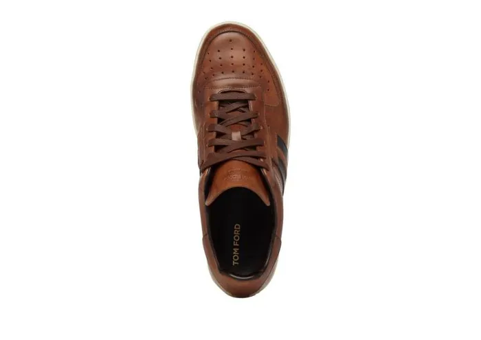 Men Sneakers Tom Ford Radcliffe Burnished Leather Sneakers Teak