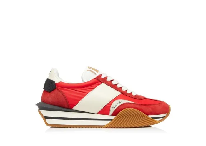 Men Sneakers Tom Ford Suede Nylon James Sneaker Redivory Cream