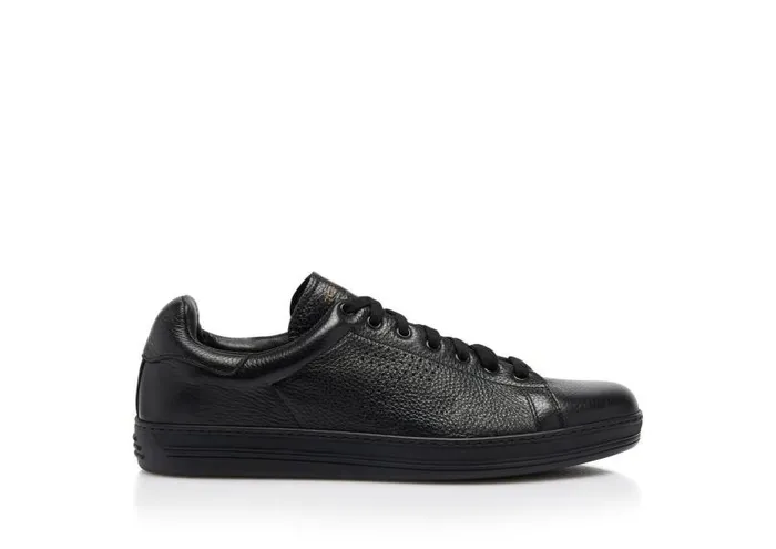 Men Sneakers Tom Ford Warwick Grained Leather Sneaker Black