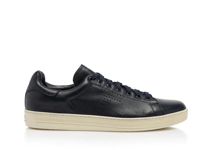 Men Sneakers Tom Ford Warwick Grained Leather Sneaker Blue