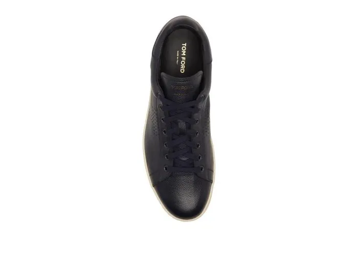 Men Sneakers Tom Ford Warwick Grained Leather Sneaker Blue Men Sneakers Tom Ford Warwick Grained Leather Sneaker Blue