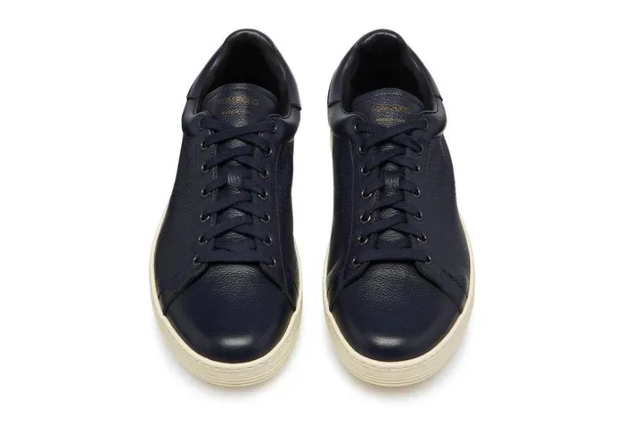 Men Sneakers Tom Ford Warwick Grained Leather Sneaker Blue Men Sneakers Tom Ford Warwick Grained Leather Sneaker Blue