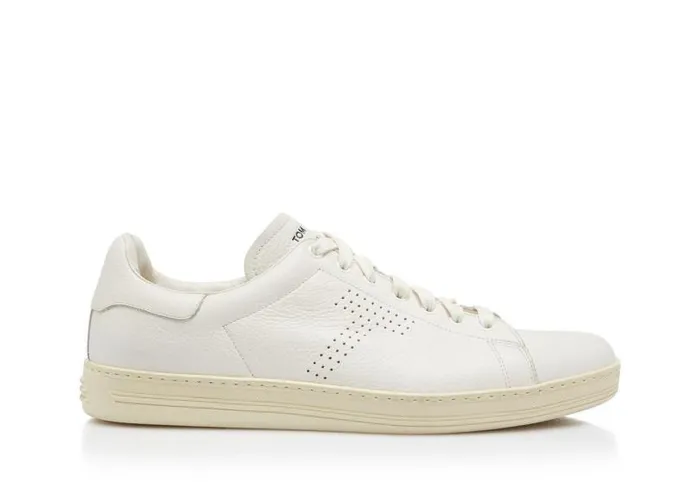 Men Sneakers Tom Ford Warwick Grained Leather Sneaker White