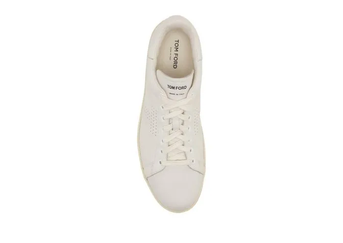 Men Sneakers Tom Ford Warwick Grained Leather Sneaker White Men Sneakers Tom Ford Warwick Grained Leather Sneaker White