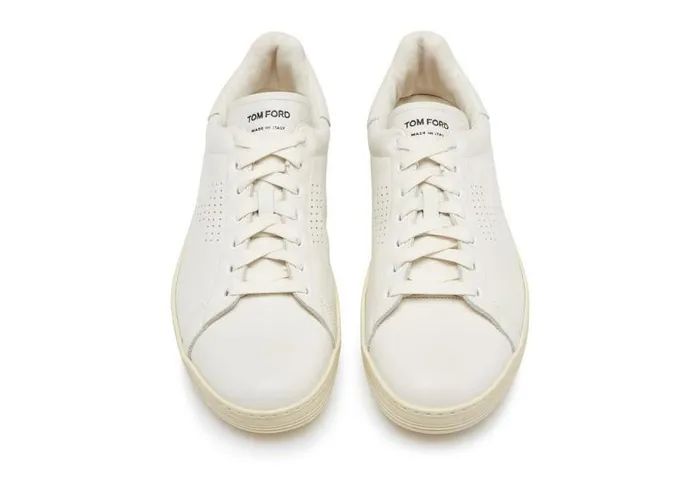 Men Sneakers Tom Ford Warwick Grained Leather Sneaker White Men Sneakers Tom Ford Warwick Grained Leather Sneaker White