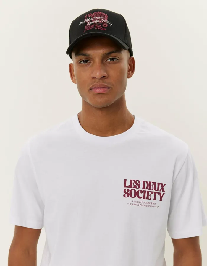 Men Society TShirt 8211 WhiteBeet Red Les Deux Tshirts