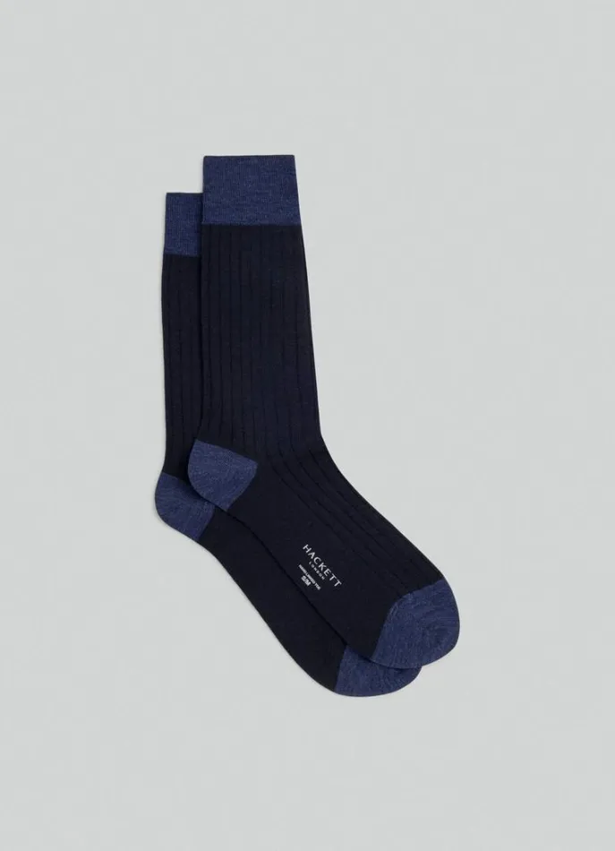 Men Socks and Underwear Hackett London Merino Wool Socks Navy