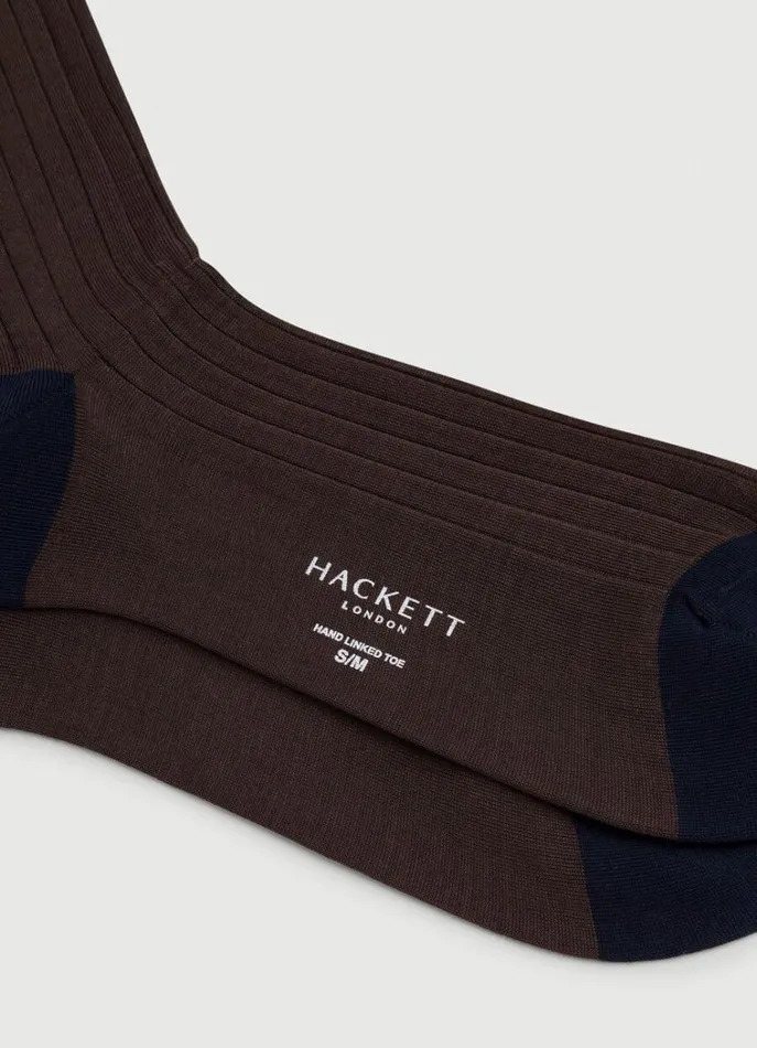 Men Socks and Underwear Hackett London Ribbed Cotton Socks Dark Brown