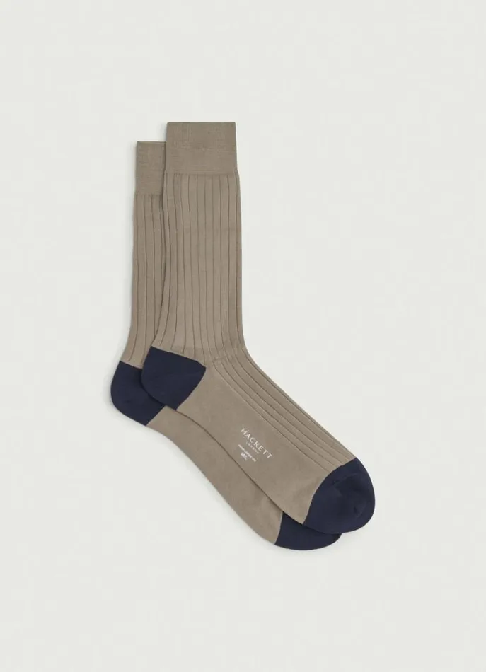 Men Socks and Underwear Hackett London Ribbed Cotton Socks Olive Green