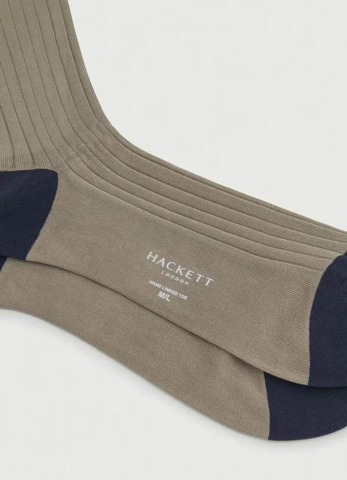 Men Socks and Underwear Hackett London Ribbed Cotton Socks Olive Green