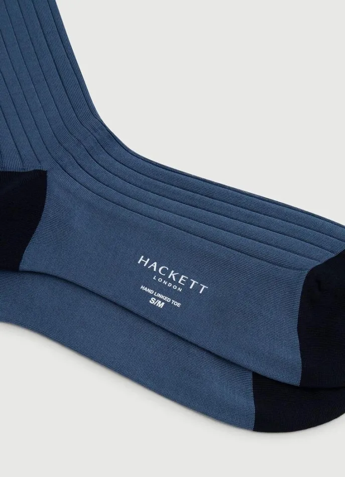 Men Socks and Underwear Hackett London Ribbed Cotton Socks Royal Blue