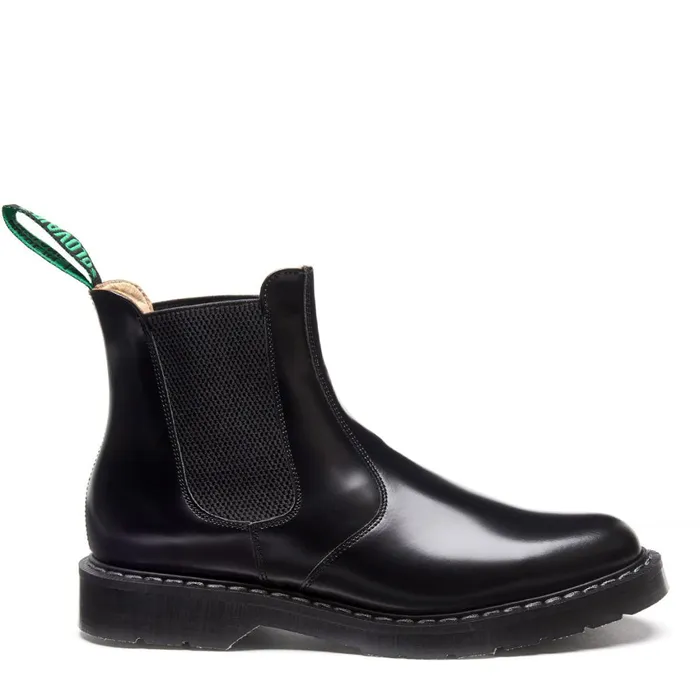 Men Solovair Chelsea Boots Black HiShine Dealer Boot