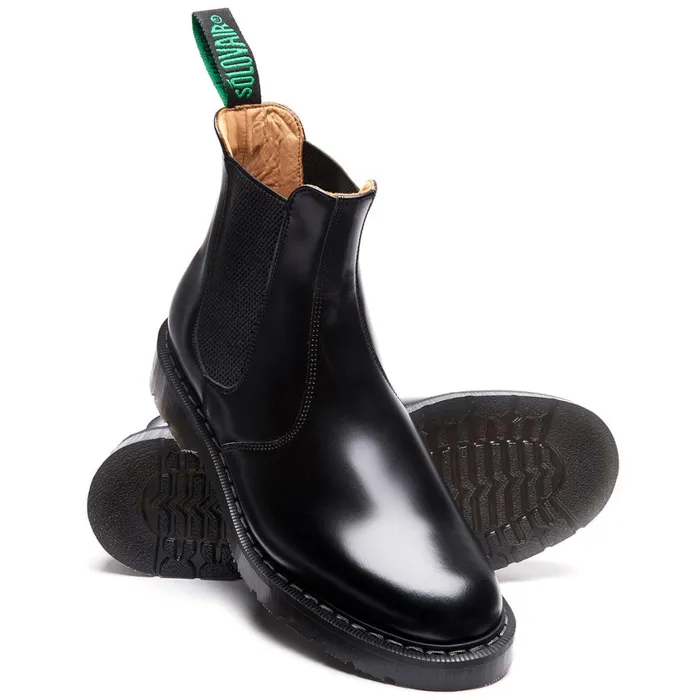 Men Solovair Chelsea Boots Black HiShine Dealer Boot