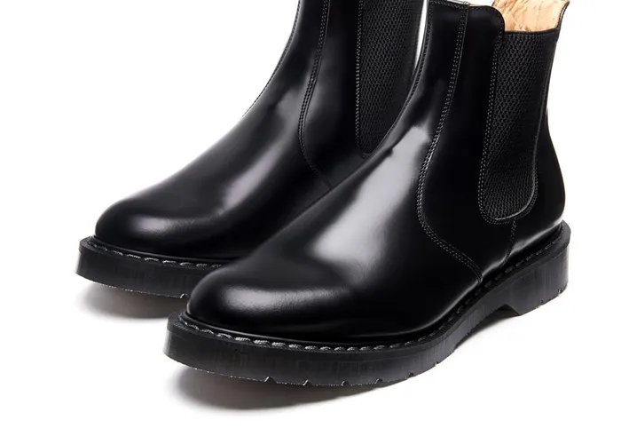 Men Solovair Chelsea Boots Black HiShine Dealer Boot