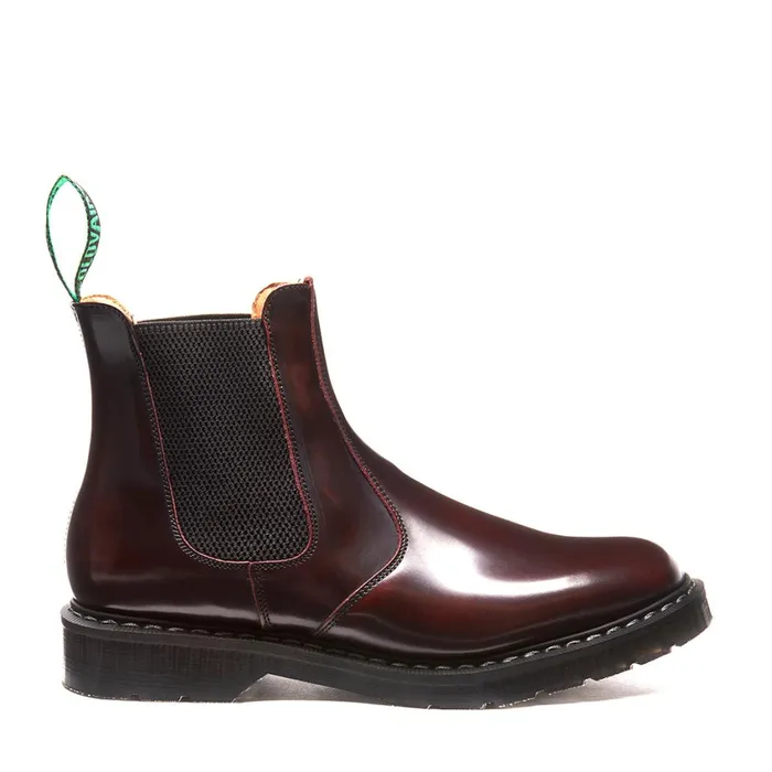 Men Solovair Chelsea Boots Burgundy RubOff Dealer Boot