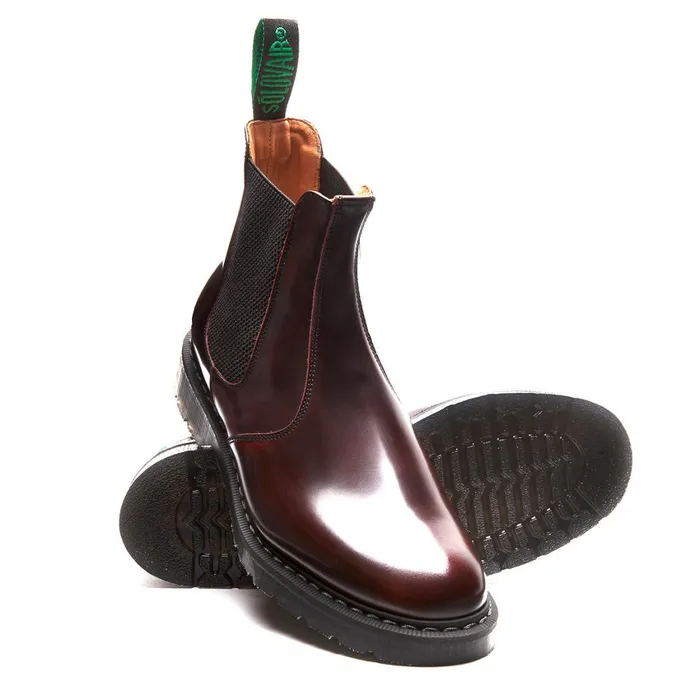Men Solovair Chelsea Boots Burgundy RubOff Dealer Boot