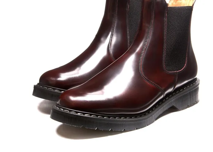 Men Solovair Chelsea Boots Burgundy RubOff Dealer Boot