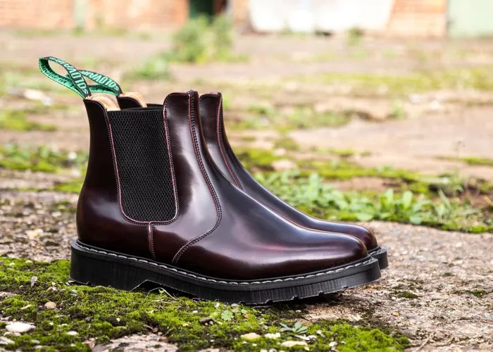 Men Solovair Chelsea Boots Burgundy RubOff Dealer Boot