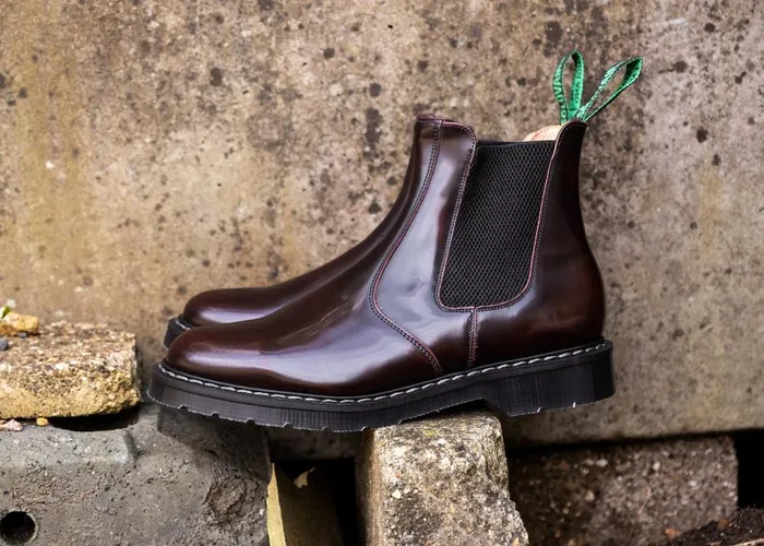 Men Solovair Chelsea Boots Burgundy RubOff Dealer Boot