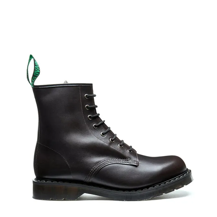 Men Solovair Derby Boots Dark Brown Waxy 8 Eye Derby Boot