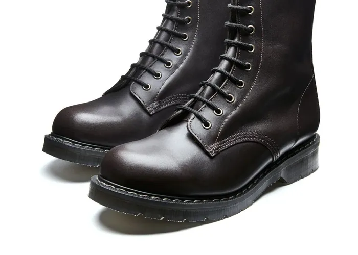Men Solovair Derby Boots Dark Brown Waxy 8 Eye Derby Boot