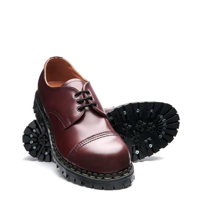 Men Solovair Gibson Shoes Oxblood HiShine Steel Toe Capped Gibson Shoe