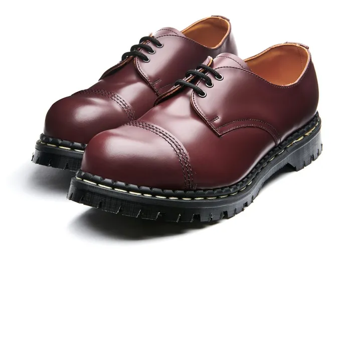 Men Solovair Gibson Shoes Oxblood HiShine Steel Toe Capped Gibson Shoe