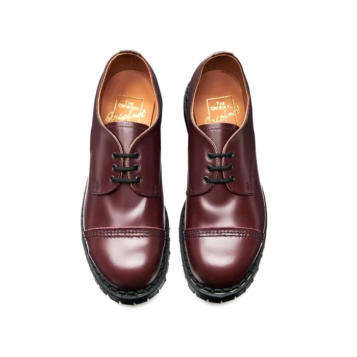 Men Solovair Gibson Shoes Oxblood HiShine Steel Toe Capped Gibson Shoe
