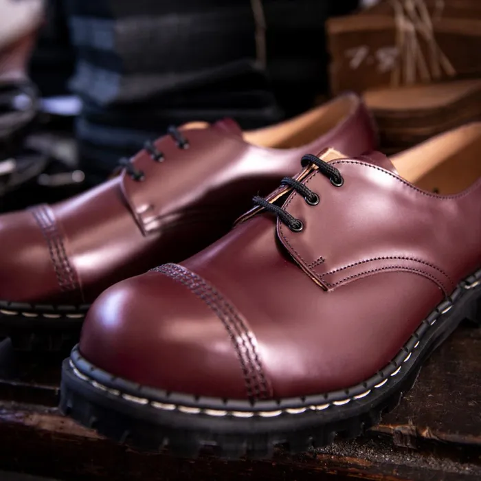 Men Solovair Gibson Shoes Oxblood HiShine Steel Toe Capped Gibson Shoe