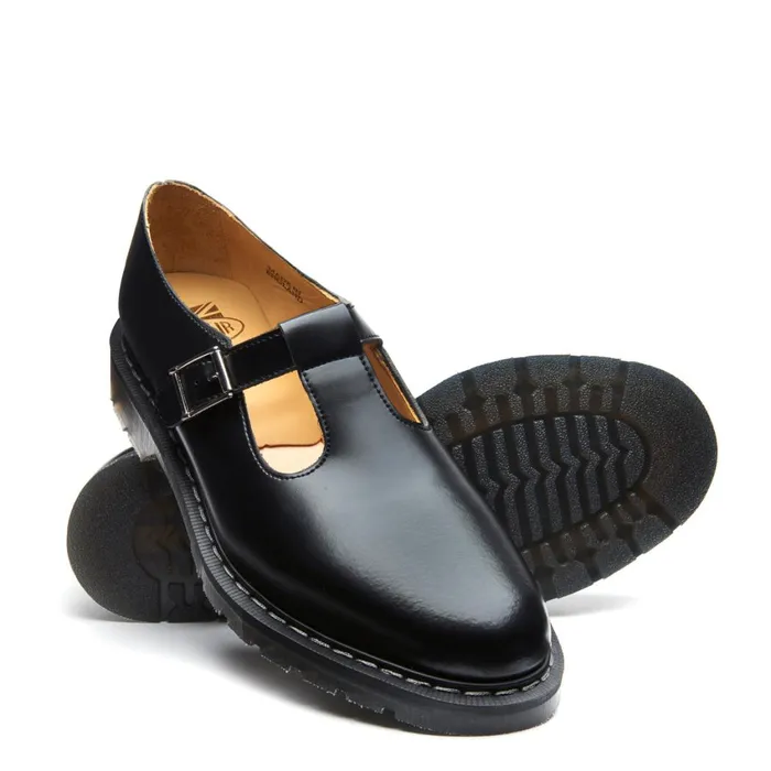 Men Solovair Mary Jane Shoes Black HiShine Mary Jane Shoe