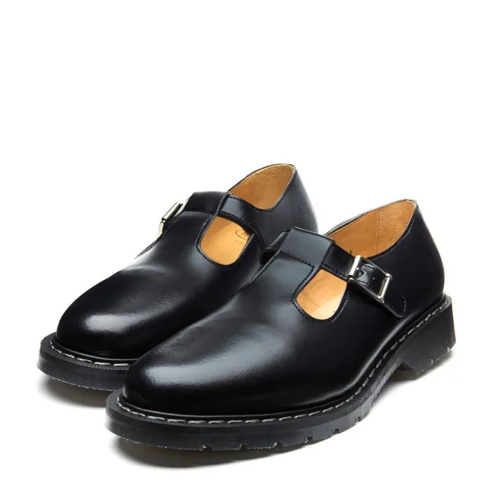 Men Solovair Mary Jane Shoes Black HiShine Mary Jane Shoe