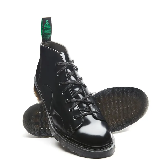 Men Solovair Monkey Boots Black Vegan HiShine Monkey Boot